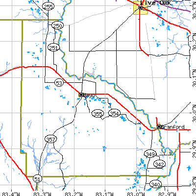 Lafayette County close-up map