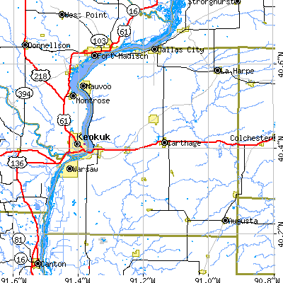 Hancock County close-up map