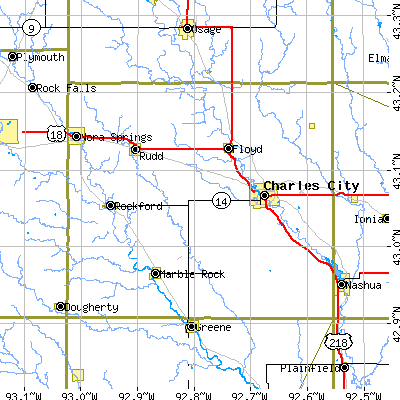 Floyd County close-up map