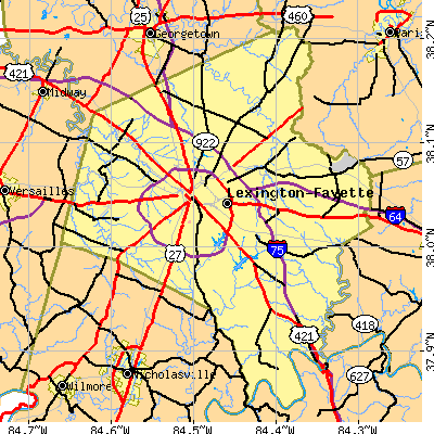 Fayette County close-up map