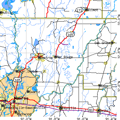 Morehouse Parish close-up map