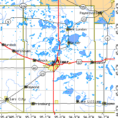 Kandiyohi County close-up map