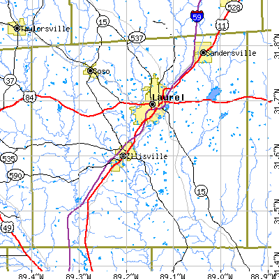 Jones County close-up map