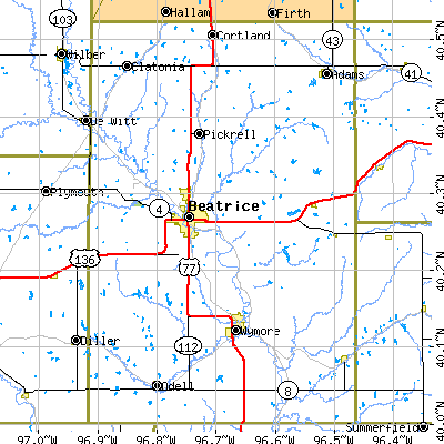 Gage County close-up map