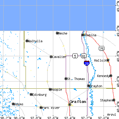 Pembina County close-up map