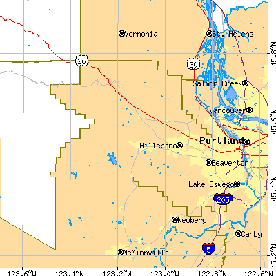 Washington County close-up map