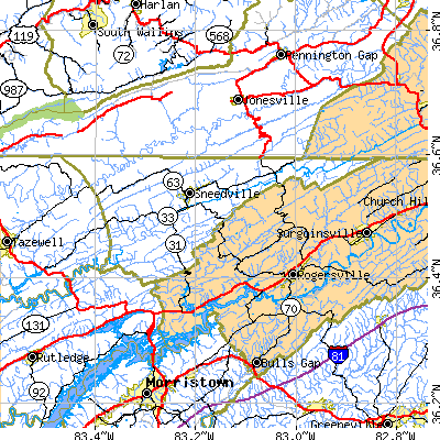 Hancock County close-up map