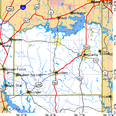 Cass County close-up map