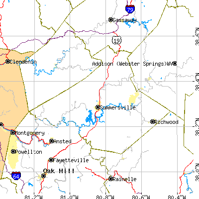 Nicholas County close-up map
