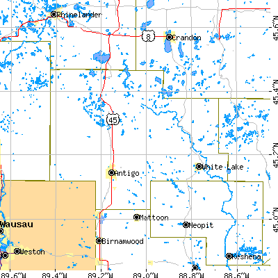 Langlade County close-up map