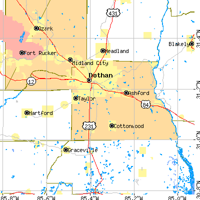 Houston County close-up map