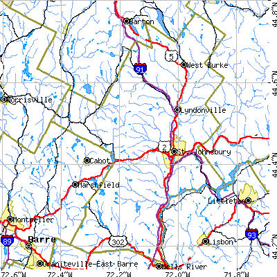 Caledonia County close-up map