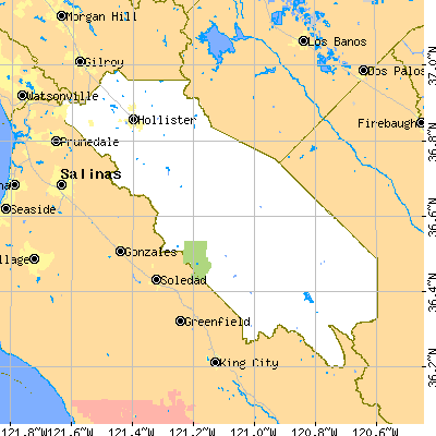 San Benito County close-up map