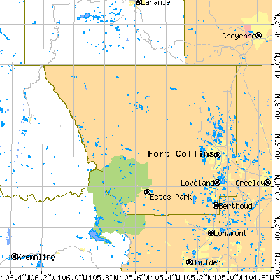 Larimer County close-up map