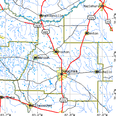 Coffee County close-up map