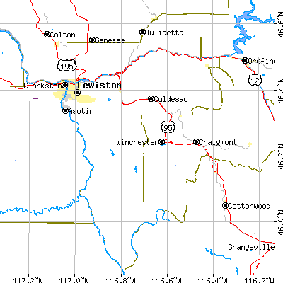 Nez Perce County close-up map
