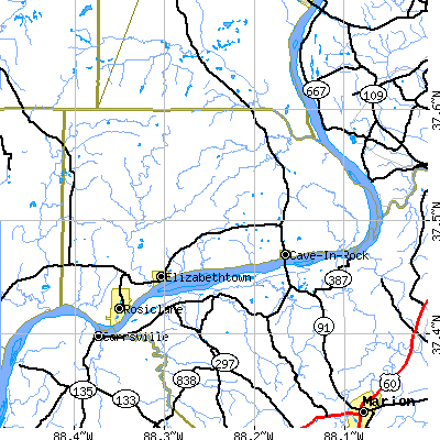 Hardin County close-up map