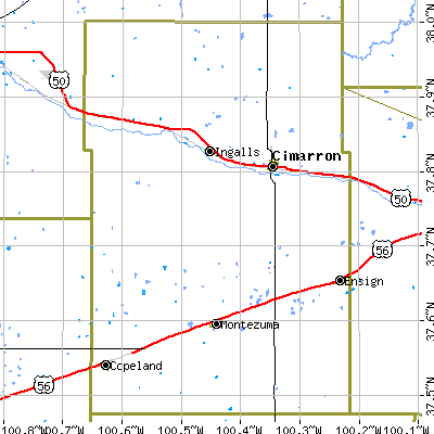Gray County close-up map