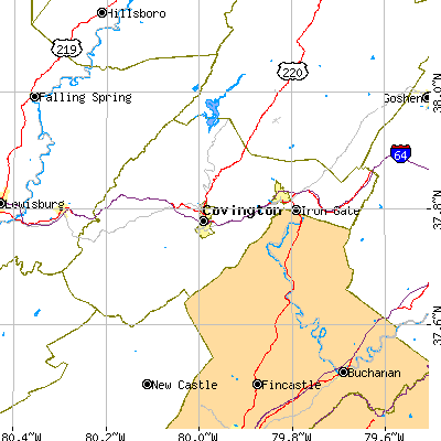 Alleghany County close-up map