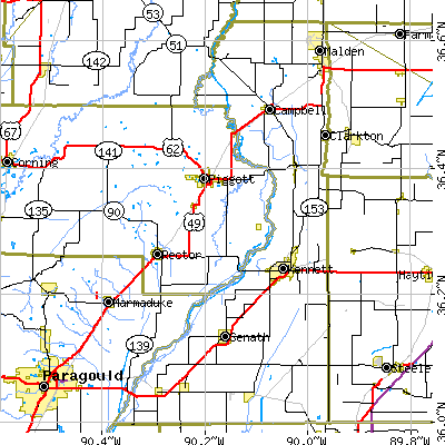 Dunklin County close-up map
