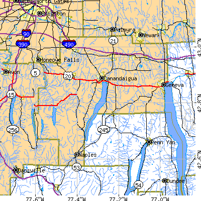 Ontario County close-up map