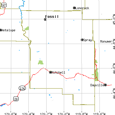 Wheeler County close-up map