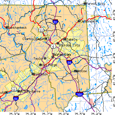 Lackawanna County close-up map