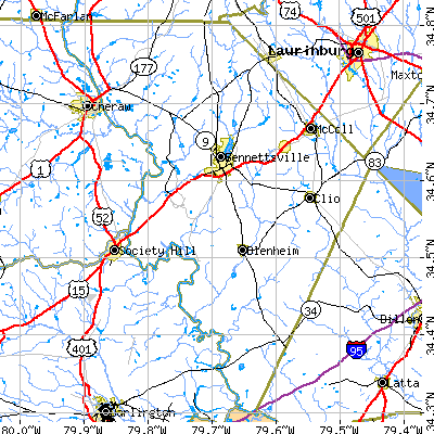 Marlboro County close-up map
