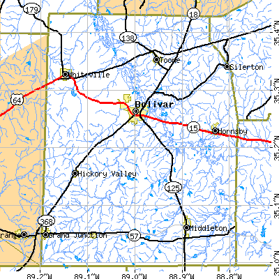 Hardeman County close-up map