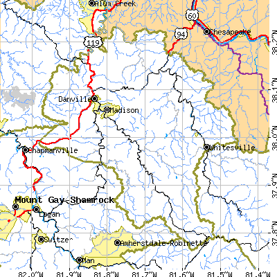 Boone County close-up map
