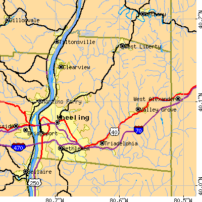 Ohio County close-up map