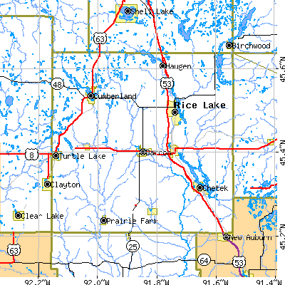 Barron County close-up map