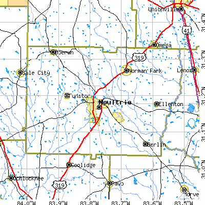 Colquitt County close-up map