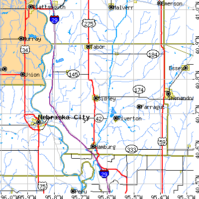 Fremont County close-up map