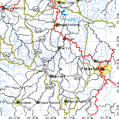 Floyd County close-up map