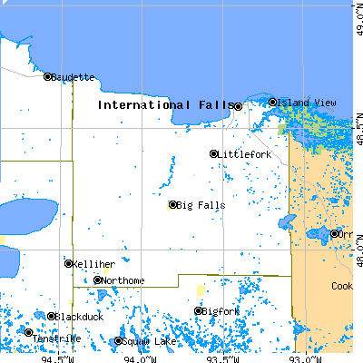 Koochiching County close-up map