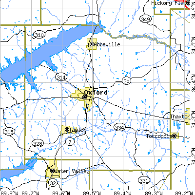 Lafayette County close-up map