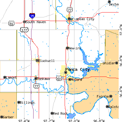 Kay County close-up map