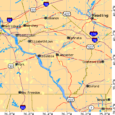 Lancaster County close-up map