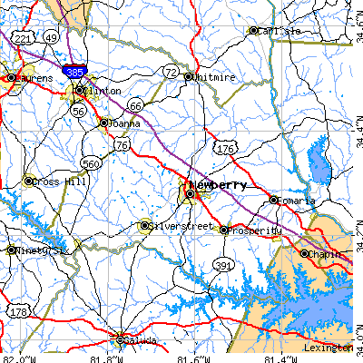 Newberry County close-up map