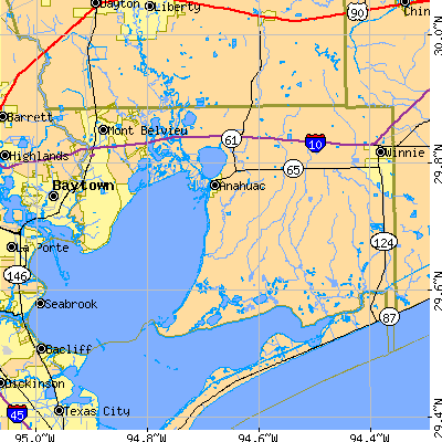 Chambers County close-up map
