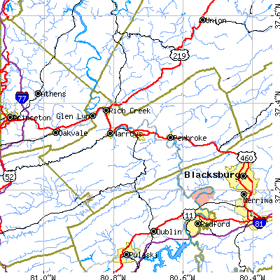 Giles County close-up map
