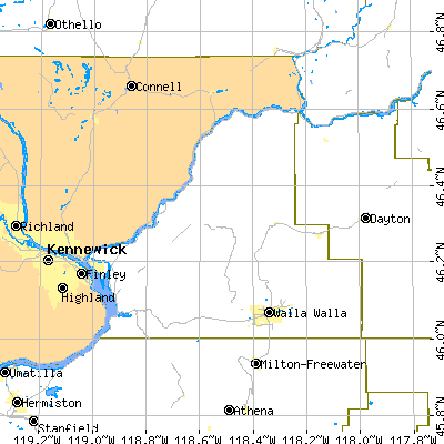Walla Walla County close-up map