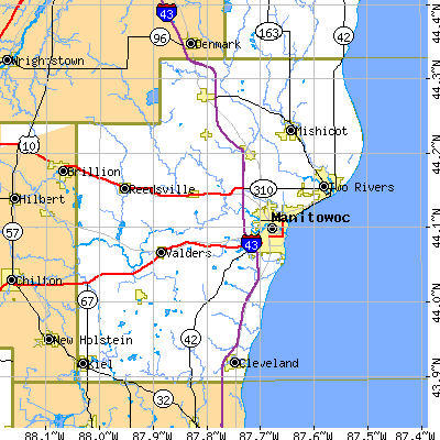 Manitowoc County close-up map