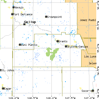 Cibola County close-up map