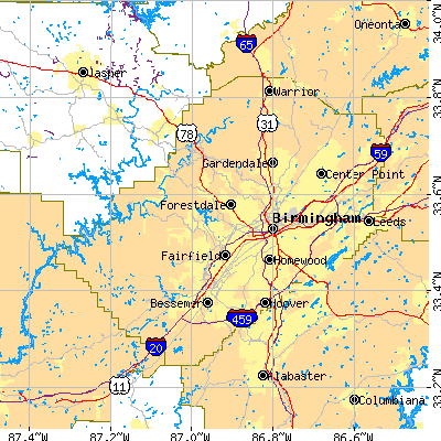 Jefferson County close-up map