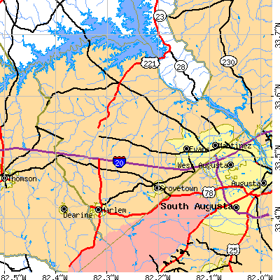 Columbia County close-up map