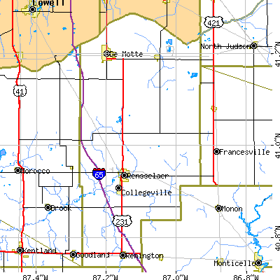 Jasper County close-up map