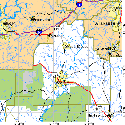 Bibb County close-up map