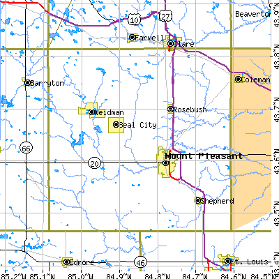 Isabella County close-up map